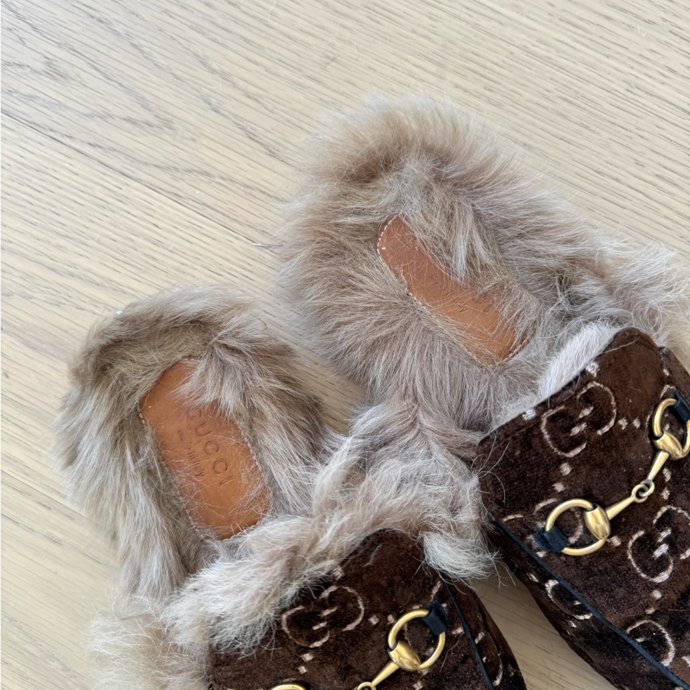 Gucci Brown Fur Lined Loafers - Picture 5 of 7